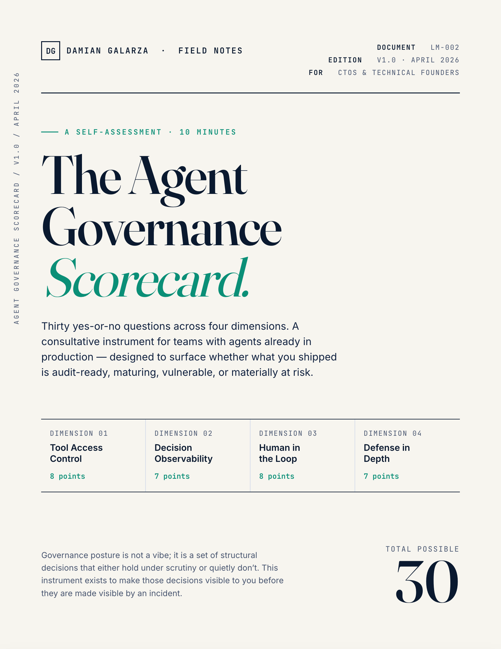 Preview of the Agent Governance Scorecard PDF